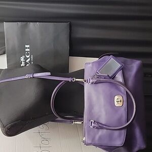 Coach Legacy Pinnacle Large Harper Midnight/Purple Leather Satchel No. 23563